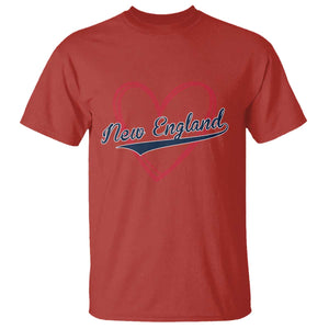 New England Vintage Red Heart Sport Fan Game Day T Shirt TS11 Red Print Your Wear
