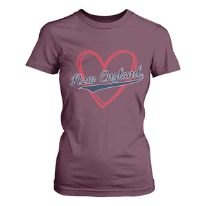 New England Vintage Red Heart Sport Fan Game Day T Shirt For Women TS11 Maroon Print Your Wear