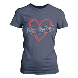 New England Vintage Red Heart Sport Fan Game Day T Shirt For Women TS11 Navy Print Your Wear