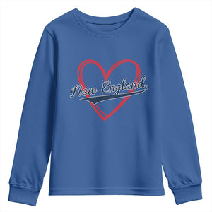 New England Vintage Red Heart Sport Fan Game Day Youth Sweatshirt TS11 Royal Blue Print Your Wear