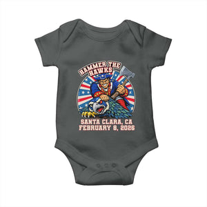 Funny Football Rivarly Baby Onesie Hammer The Hawk New England Minutemen Championship TS11 Dark Heather Print Your Wear