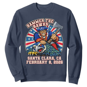 Funny Football Rivarly Sweatshirt Hammer The Hawk New England Minutemen Championship TS11 Navy Print Your Wear