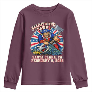 Funny Football Rivarly Youth Sweatshirt Hammer The Hawk New England Minutemen Championship TS11 Maroon Print Your Wear