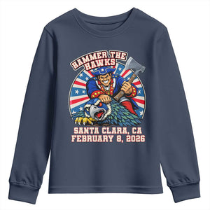 Funny Football Rivarly Youth Sweatshirt Hammer The Hawk New England Minutemen Championship TS11 Navy Print Your Wear