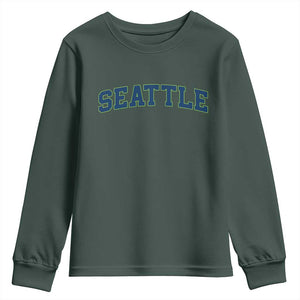 Seattle Fan Youth Sweatshirt Vintage Athletic Sports City Game Day TS11 Dark Forest Green Print Your Wear