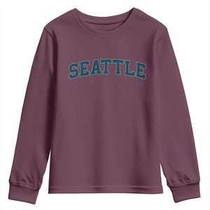 Seattle Fan Youth Sweatshirt Vintage Athletic Sports City Game Day TS11 Maroon Print Your Wear