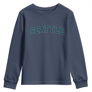 Seattle Fan Youth Sweatshirt Vintage Athletic Sports City Game Day TS11 Navy Print Your Wear