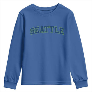 Seattle Fan Youth Sweatshirt Vintage Athletic Sports City Game Day TS11 Royal Blue Print Your Wear