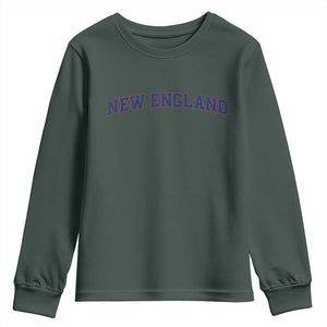 New England Fan Youth Sweatshirt Vintage Athletic Sports Game Day TS11 Dark Forest Green Print Your Wear