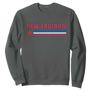 New England Fan Sweatshirt Vintage Athletic Sports Star And Stripes TS11 Dark Heather Print Your Wear