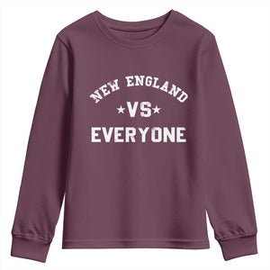 New England Vs Everyone Youth Sweatshirt Vintage Distressed Jersey Football Game Day TS11 Maroon Print Your Wear