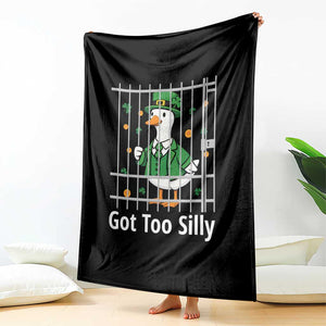 Funny Got Too Silly St Patricks Day Throw Blanket Goose Pun Humor Animal Lovers Shamrock TS11 Print Your Wear