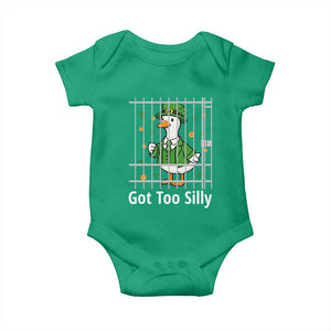 Funny Got Too Silly St Patricks Day Baby Onesie Goose Pun Humor Animal Lovers Shamrock TS11 Irish Green Print Your Wear