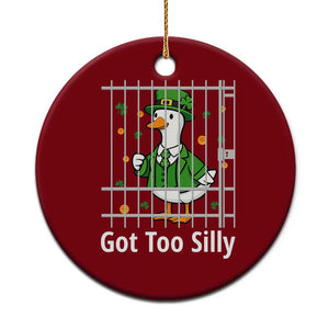 Funny Got Too Silly St Patricks Day Ceramic Ornament Goose Pun Humor Animal Lovers Shamrock TS11 1pc Red Print Your Wear