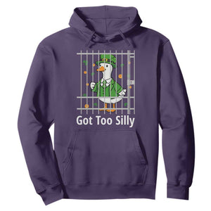 Funny Got Too Silly St Patricks Day Hoodie Goose Pun Humor Animal Lovers Shamrock TS11 Purple Print Your Wear