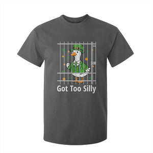 Funny Got Too Silly St Patricks Day T Shirt For Kid Goose Pun Humor Animal Lovers Shamrock TS11 Dark Heather Print Your Wear