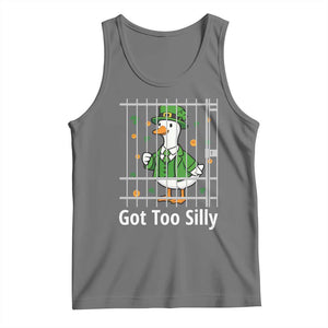 Funny Got Too Silly St Patricks Day Tank Top Goose Pun Humor Animal Lovers Shamrock TS11 Black Heather Print Your Wear