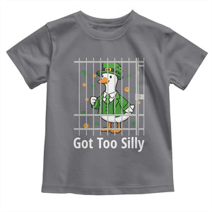 Funny Got Too Silly St Patricks Day Toddler T Shirt Goose Pun Humor Animal Lovers Shamrock TS11 Charcoal Print Your Wear