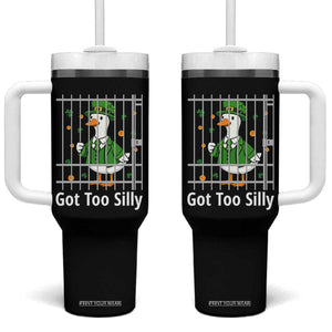 Funny Got Too Silly St Patricks Day Tumbler With Handle Goose Pun Humor Animal Lovers Shamrock TS11 One Size: 40 oz Black Print Your Wear