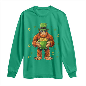 Funny St Patricks Day Bigfoot Lucky Pot Gold Sunglasses Sasquatch Long Sleeve Shirt TS11 Irish Green Print Your Wear