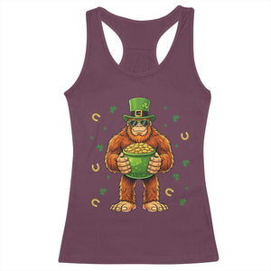 Funny St Patricks Day Bigfoot Lucky Pot Gold Sunglasses Sasquatch Racerback Tank Top TS11 Maroon Print Your Wear