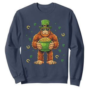 Funny St Patricks Day Bigfoot Lucky Pot Gold Sunglasses Sasquatch Sweatshirt TS11 Navy Print Your Wear