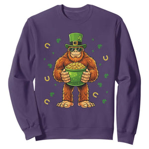 Funny St Patricks Day Bigfoot Lucky Pot Gold Sunglasses Sasquatch Sweatshirt TS11 Purple Print Your Wear