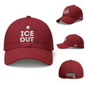 Ice Out Of Minnesota Baseball Cap MN Map Immigration Protest Community Resistance TS11 Baseball Cap Universal Fit Cherry Red Print Your Wear