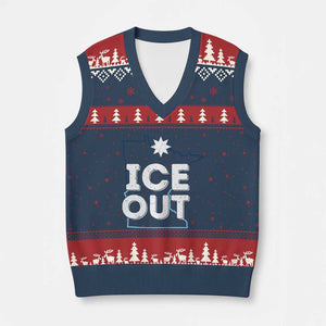 Ice Out Of Minnesota V-Neck Knit Sweater Vest MN Map Immigration Protest Community Resistance TS11 Navy Red Print Your Wear