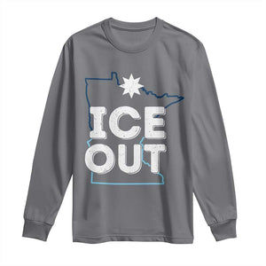 Ice Out Of Minnesota Long Sleeve Shirt MN Map Immigration Protest Community Resistance TS11 Charcoal Print Your Wear
