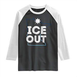Ice Out Of Minnesota Raglan Shirt MN Map Immigration Protest Community Resistance TS11 Black White Print Your Wear