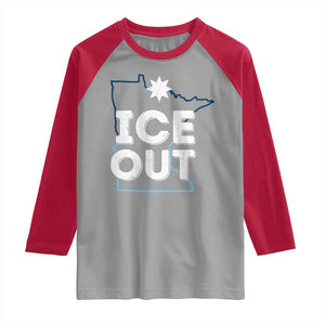 Ice Out Of Minnesota Raglan Shirt MN Map Immigration Protest Community Resistance TS11 Sport Gray Red Print Your Wear
