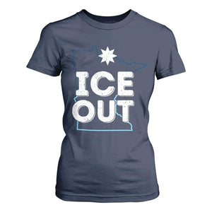 Ice Out Of Minnesota T Shirt For Women MN Map Immigration Protest Community Resistance TS11 Navy Print Your Wear