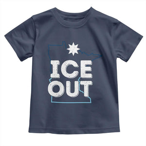 Ice Out Of Minnesota Toddler T Shirt MN Map Immigration Protest Community Resistance TS11 Navy Print Your Wear