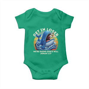 Get In Loser We're Doing God's Will Baby Onesie Funny Christian Bible TS11 Irish Green Print Your Wear