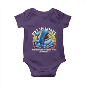 Get In Loser We're Doing God's Will Baby Onesie Funny Christian Bible TS11 Purple Print Your Wear