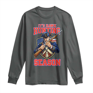 Funny New England Minutemen Football Rivarly Long Sleeve Shirt It Is Hawk Hunting Season TS11 Dark Heather Print Your Wear