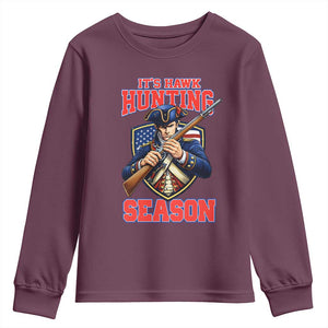 Funny New England Minutemen Football Rivarly Youth Sweatshirt It Is Hawk Hunting Season TS11 Maroon Print Your Wear