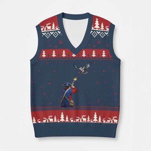 Funny Minutemen Shooting Blue and Green Hawk Football Rivalry V-Neck Knit Sweater Vest TS11 Navy Red Print Your Wear