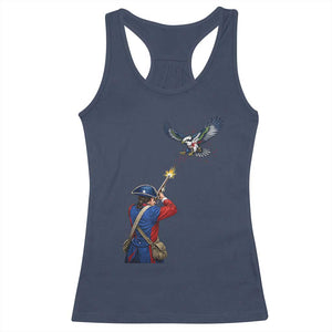 Funny Minutemen Shooting Blue and Green Hawk Football Rivalry Racerback Tank Top TS11 Navy Print Your Wear