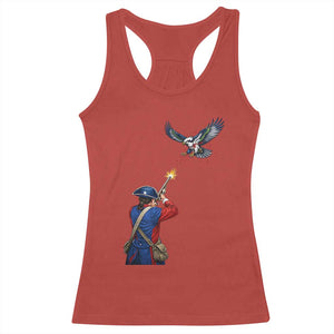 Funny Minutemen Shooting Blue and Green Hawk Football Rivalry Racerback Tank Top TS11 Red Print Your Wear