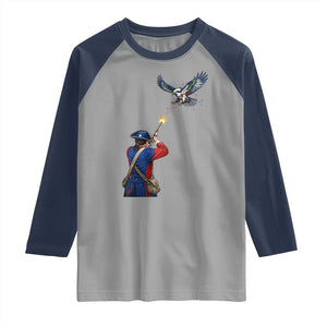 Funny Minutemen Shooting Blue and Green Hawk Football Rivalry Raglan Shirt TS11 Sport Gray Navy Print Your Wear