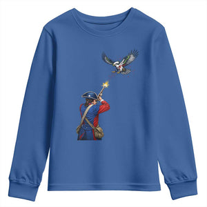 Funny Minutemen Shooting Blue and Green Hawk Football Rivalry Youth Sweatshirt TS11 Royal Blue Print Your Wear