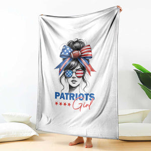 Patriots Girl Throw Blanket Funny Sport Fan New England Game Day Messy Bun TS11 Print Your Wear