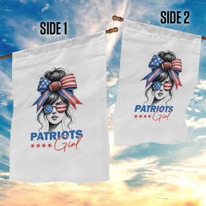 Patriots Girl Garden Flag Funny Sport Fan New England Game Day Messy Bun TS11 Print Your Wear