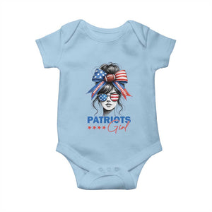 Patriots Girl Baby Onesie Funny Sport Fan New England Game Day Messy Bun TS11 Light Blue Print Your Wear
