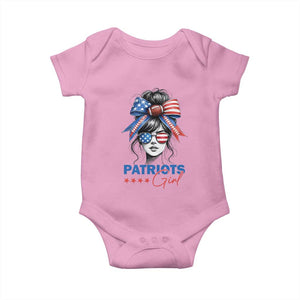 Patriots Girl Baby Onesie Funny Sport Fan New England Game Day Messy Bun TS11 Light Pink Print Your Wear