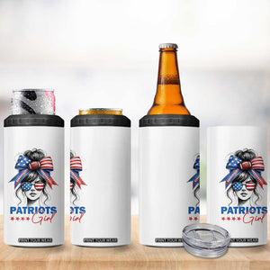 Patriots Girl 4 in 1 Can Cooler Tumbler Funny Sport Fan New England Game Day Messy Bun TS11 Print Your Wear
