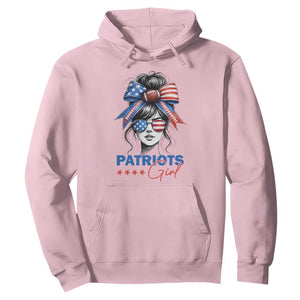Patriots Girl Hoodie Funny Sport Fan New England Game Day Messy Bun TS11 Light Pink Print Your Wear