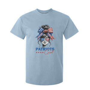 Patriots Girl T Shirt For Kid Funny Sport Fan New England Game Day Messy Bun TS11 Light Blue Print Your Wear